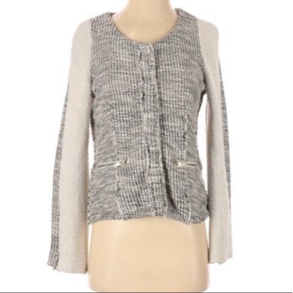 Drew Anthro ivory gray textured jacket small - Picture 1 of 5